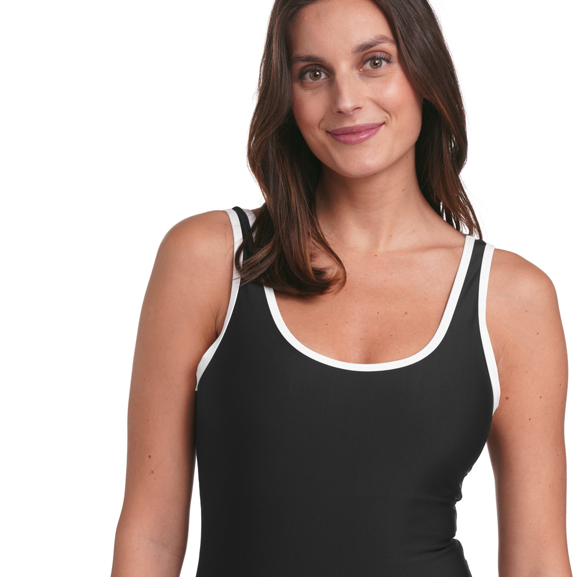 Gina Sports Damen Shape-Badeanzug mit Kontrastpaspel schwarz