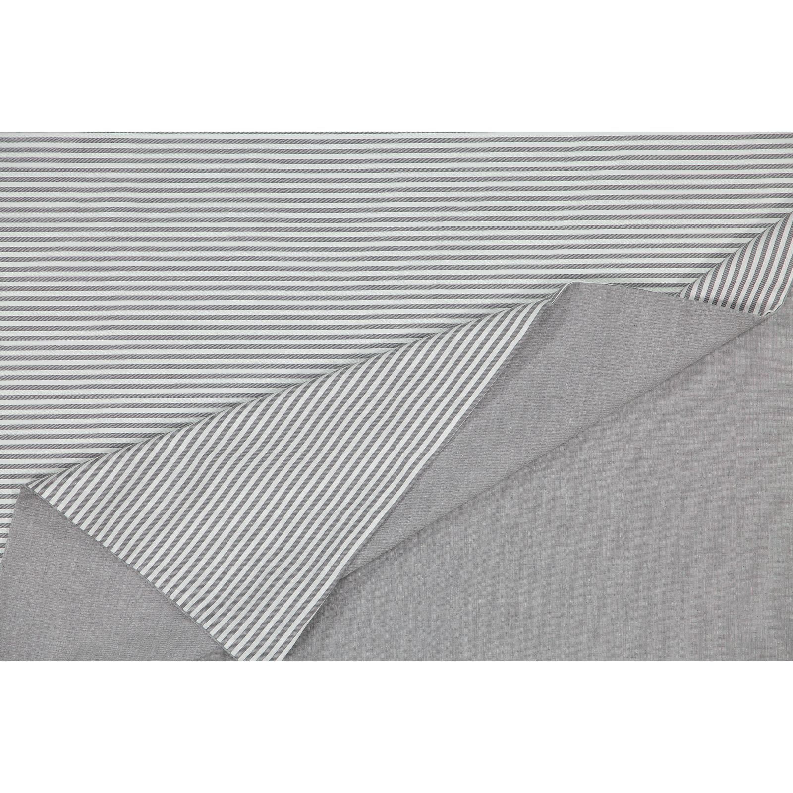 Bettwäsche Perkal Chambray Streifen 160x210 65x100 Bettanzug Nord, grau