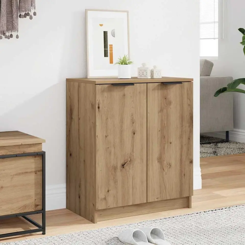 vidaXL - Schoenenkast met 2 deuren - Artisanaal eiken - Hout - 59x35x70 cm