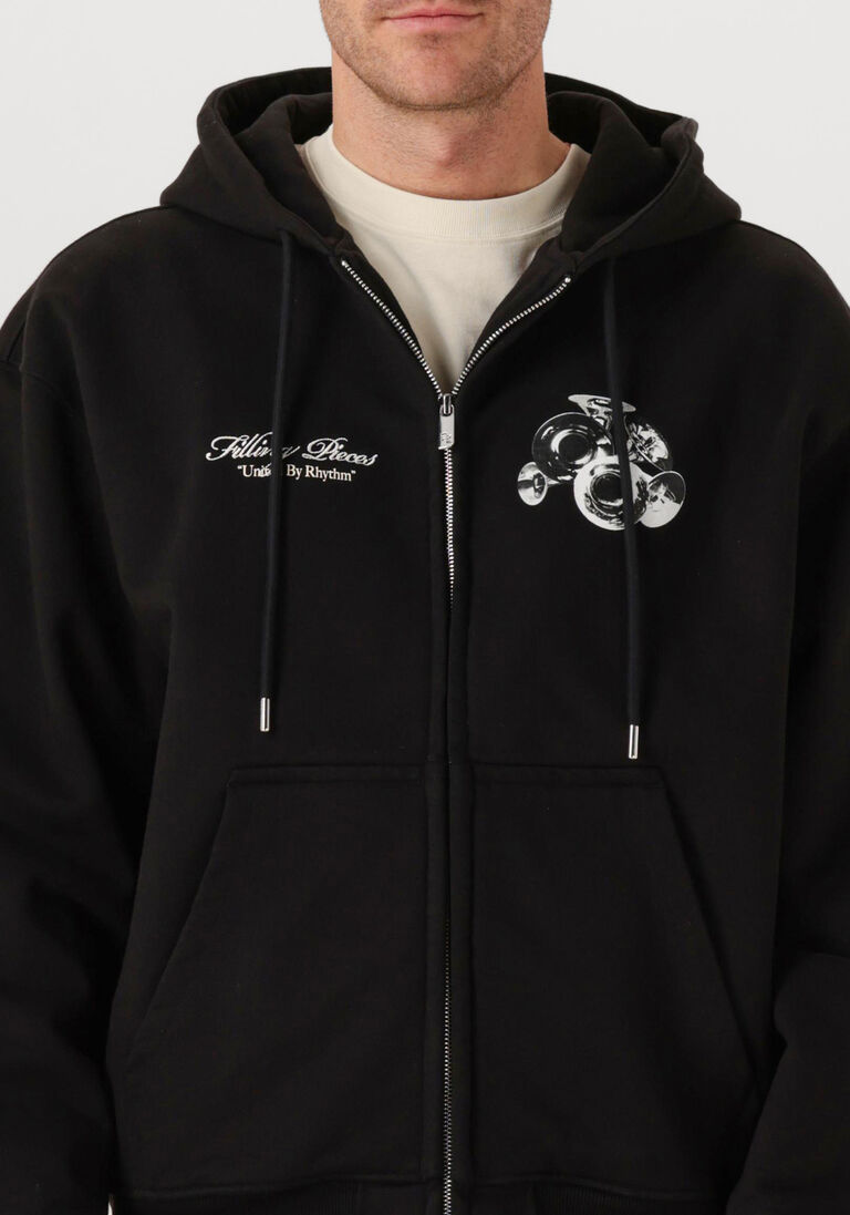 zwarte filling pieces trui zip hoodie bouquet