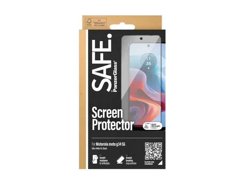 SAFE by PanzerGlass - Screen Protector - Motorola moto G34 5G - Ultra-Wide Fit