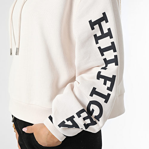 Sweat Capuche Crop Femme Monotype 9140 Beige
