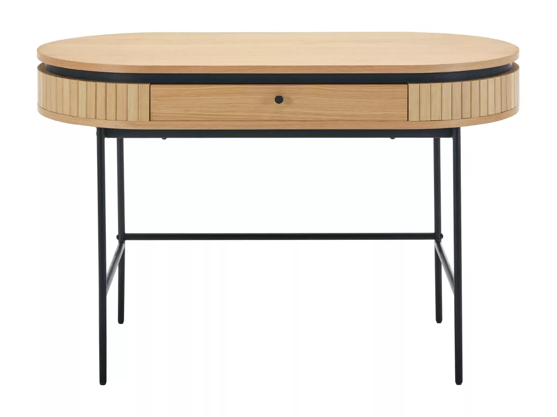Bureau avec 1 tiroir - Placage chêne - Coloris : Naturel et noir - CARDIONA