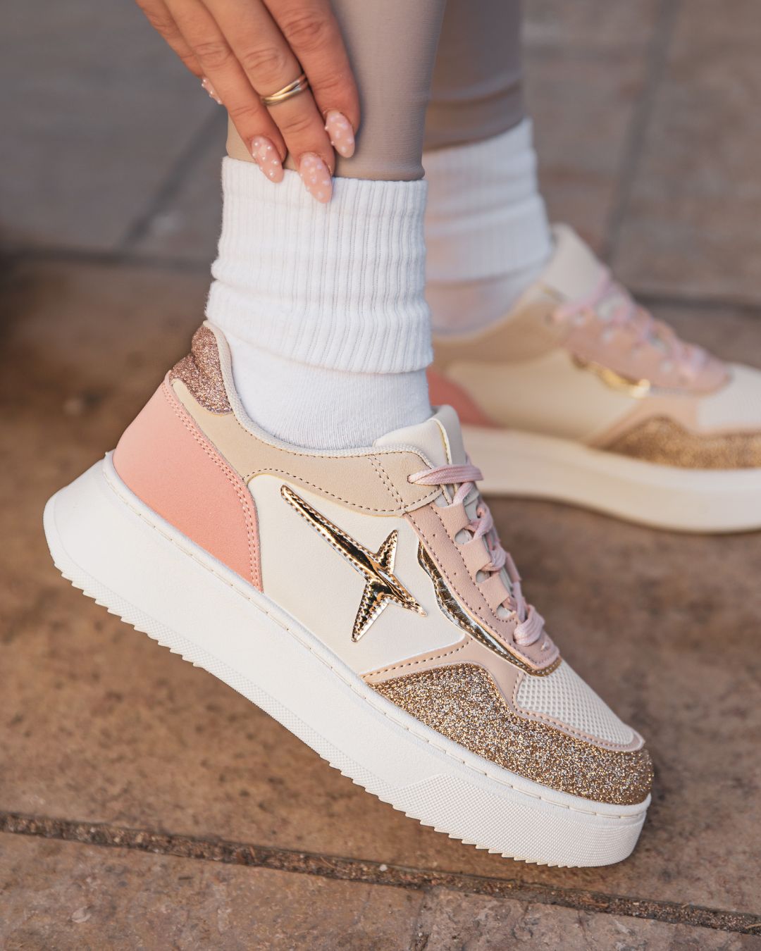 Basket femme rose à lacets - Nattie