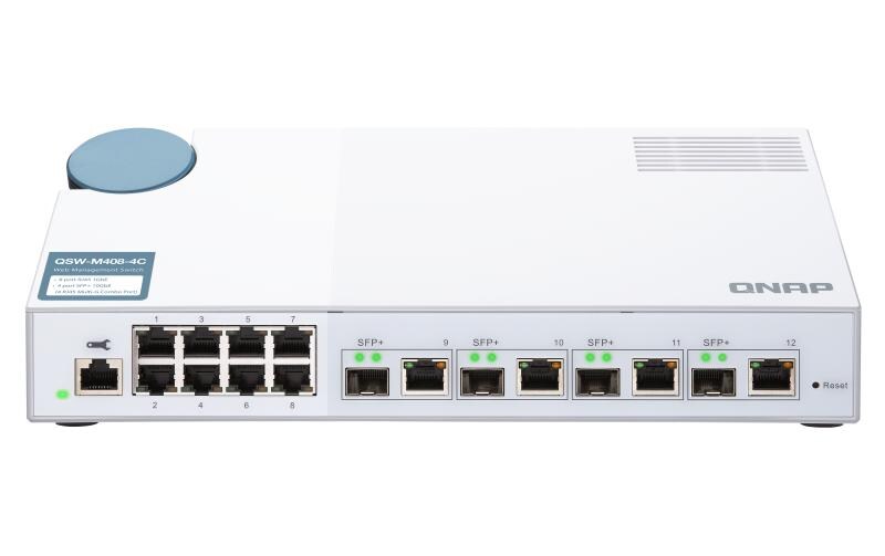 SFP+ Switch QSW-M408-4C 12 Port<br>QNAP QSW-M408-4C, Switch 8-Port 1GbE