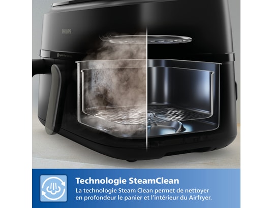PHILIPS - Friteuse à air chaud NA555/00 Air Fryer Double cuve + vapeur