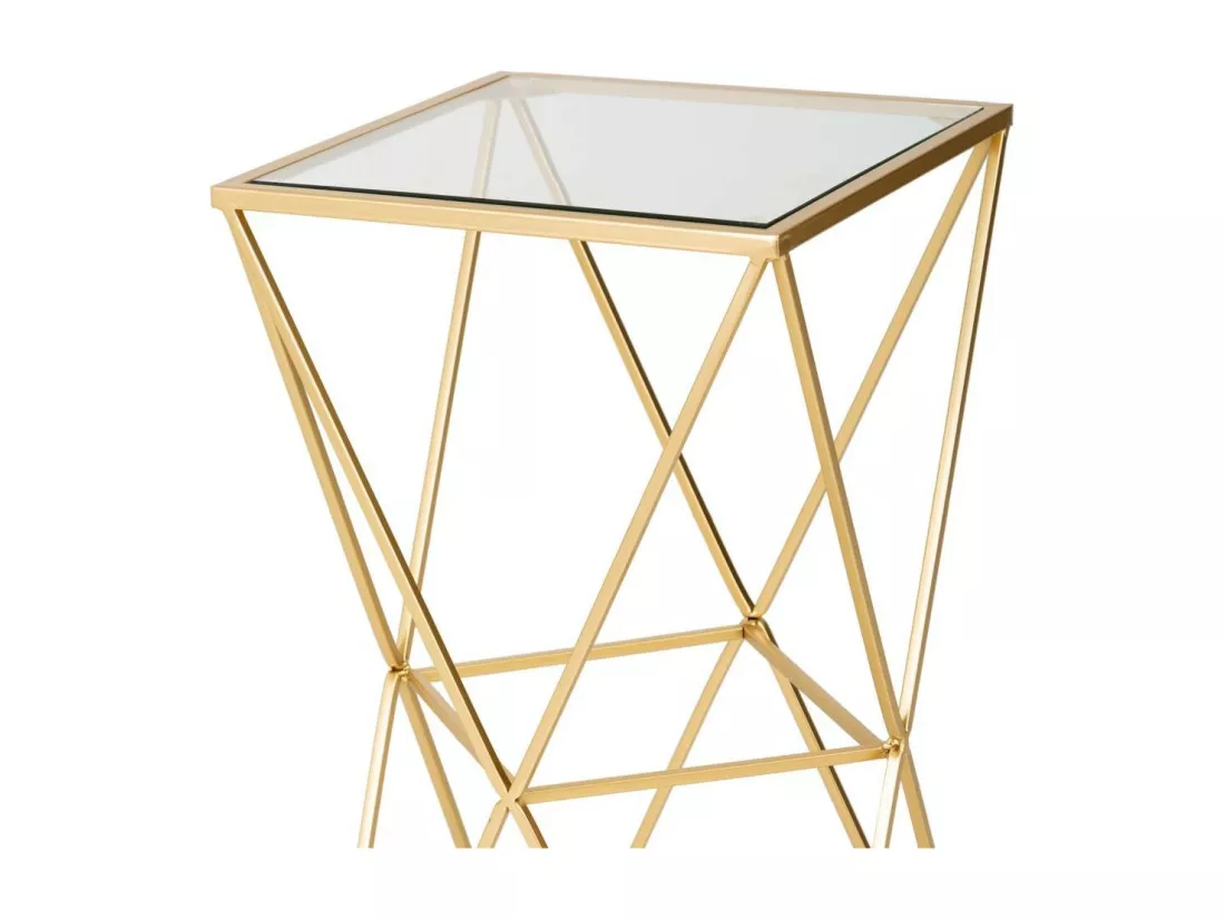 Table d'appoint en métal avec plateau en verre 35x35x70h cm