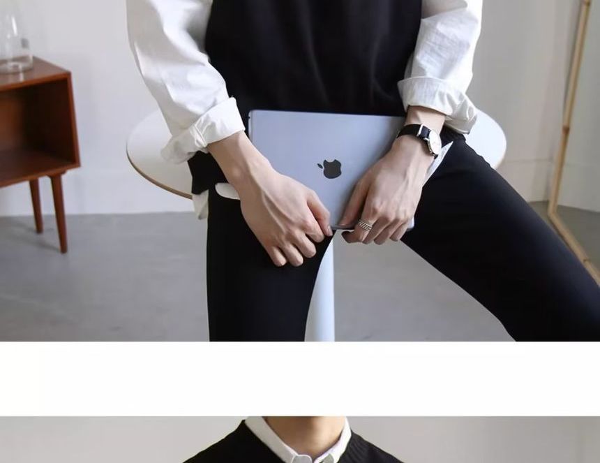 Urtishia - V-hals effen trui-vest