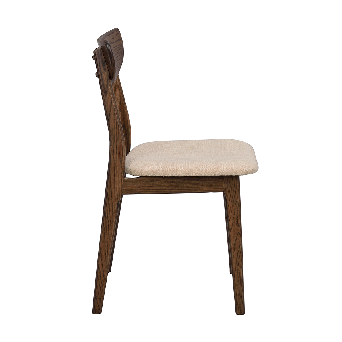 Eetkamerstoel Rodham donker eiken - gestoffeerde zitting Rodham houten eetkamerstoel donker eiken - gestoffeerde zitting beige