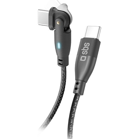 SBS vinklet flexi ladekabel 1 meter - sort