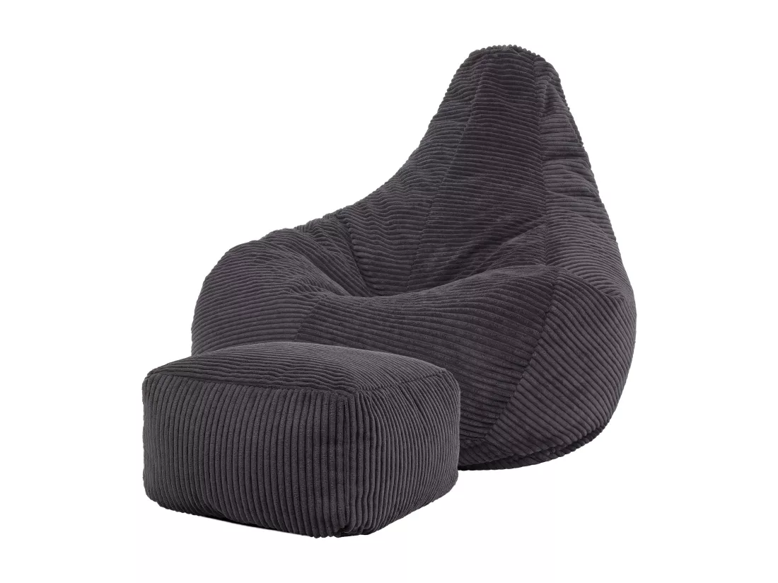 Pouf inclinable velours côtelé, gris anthracite - DALTON