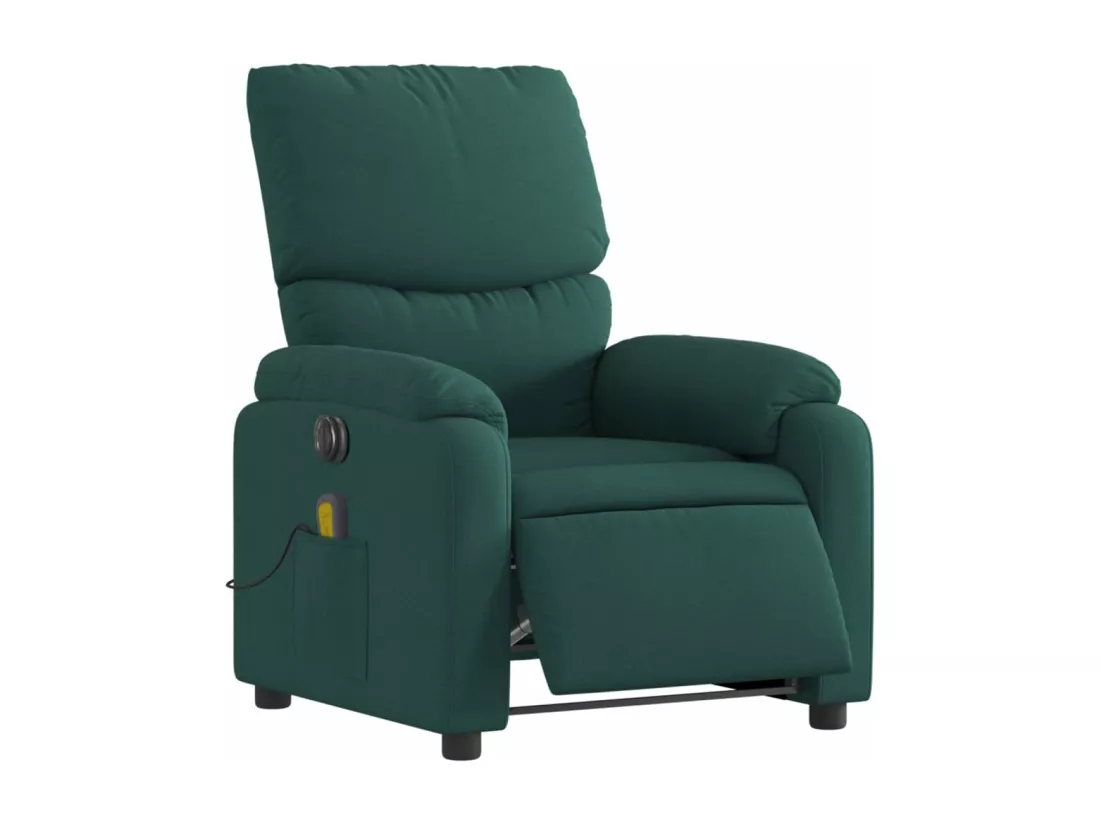 Fauteuil massant inclinable électrique Vert foncé Tissu