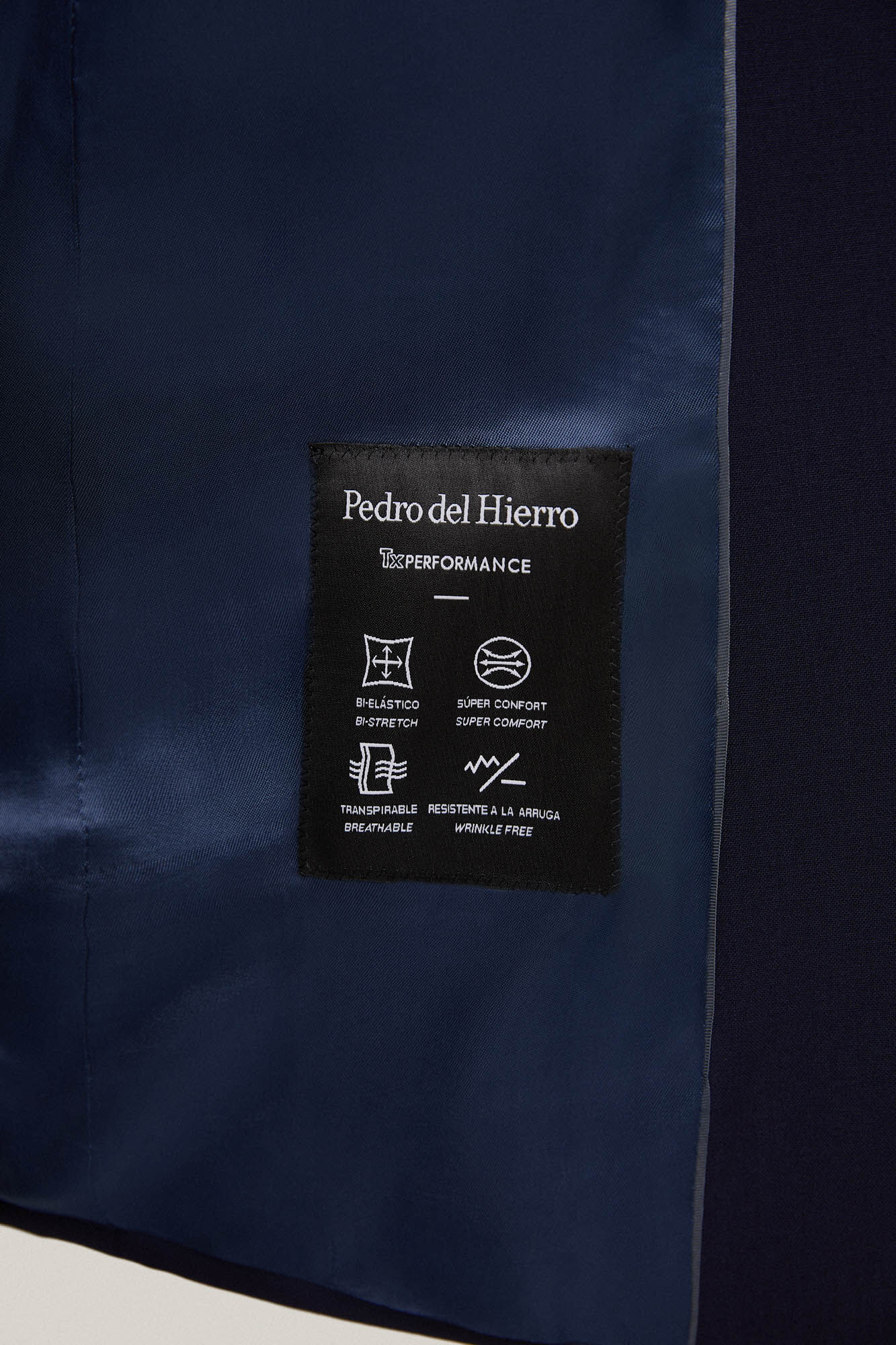 Blazer liso em tecido bi-elástico - Azul