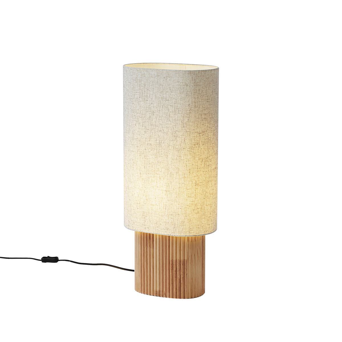 Japandi vloerlamp hout met linnen kap 70cm - Lamel