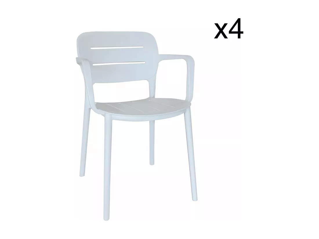 Now's Home - Lot De 4 Fauteuils De Table Blanc Exterieur En Polypropylene
