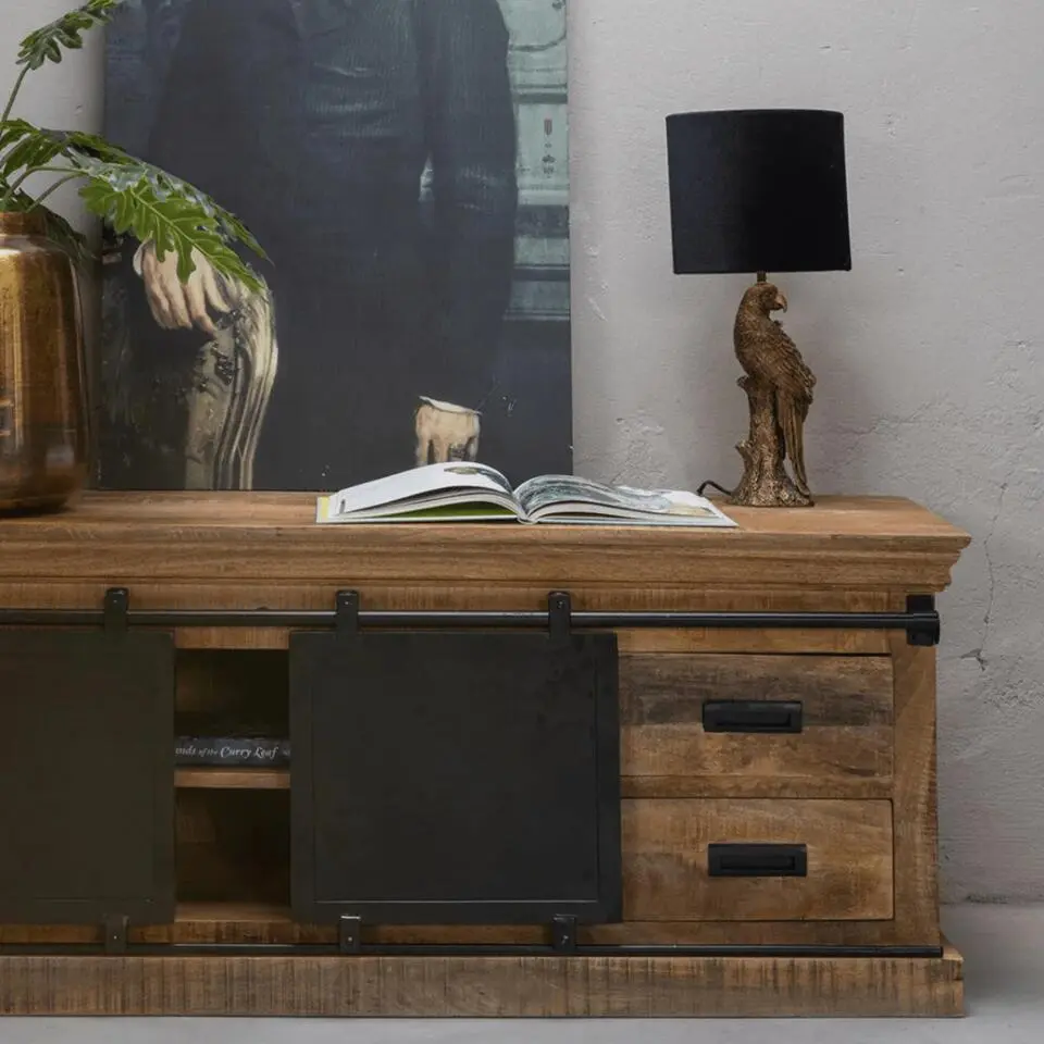 Mangohoutonline - TV Meubel Portland 140cm Rechthoekig - Bruin - Mahom