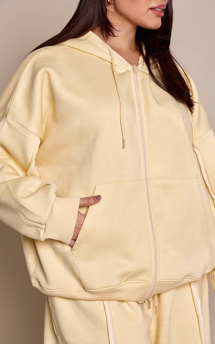 Butter Yellow Sweat À Casynthétiqueche Oversize Grande Taille Avec Fermeture Zippée Et Détails De Coutures