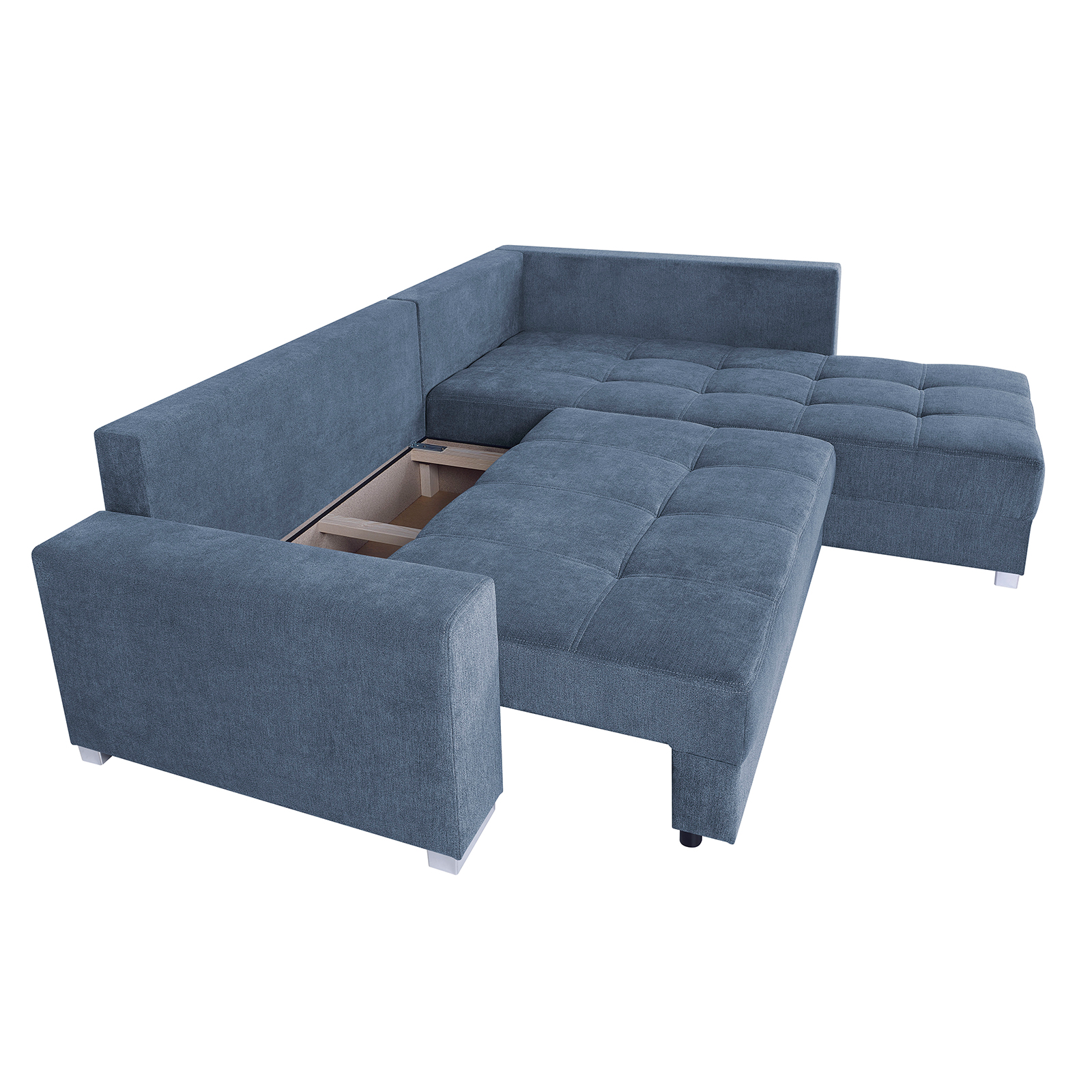 Ecksofa - denim - mit Liegefunktion