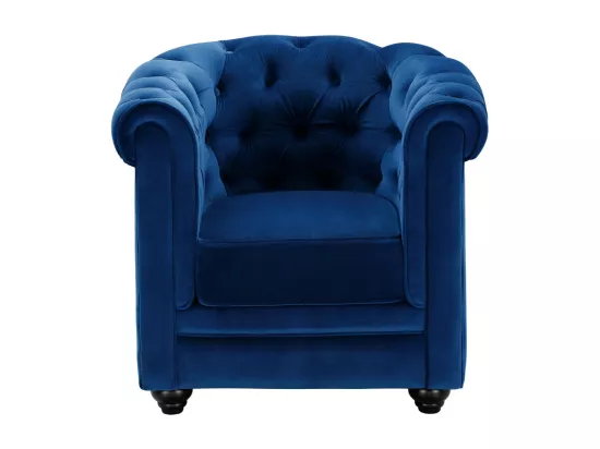 Lot de 2 Fauteuils CHESTERFIELD - Velours bleu roi