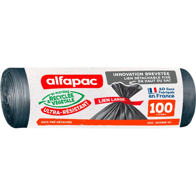 Sac poubelle 100 litres Ultra-résistant Alfapac gris - 30 sacs