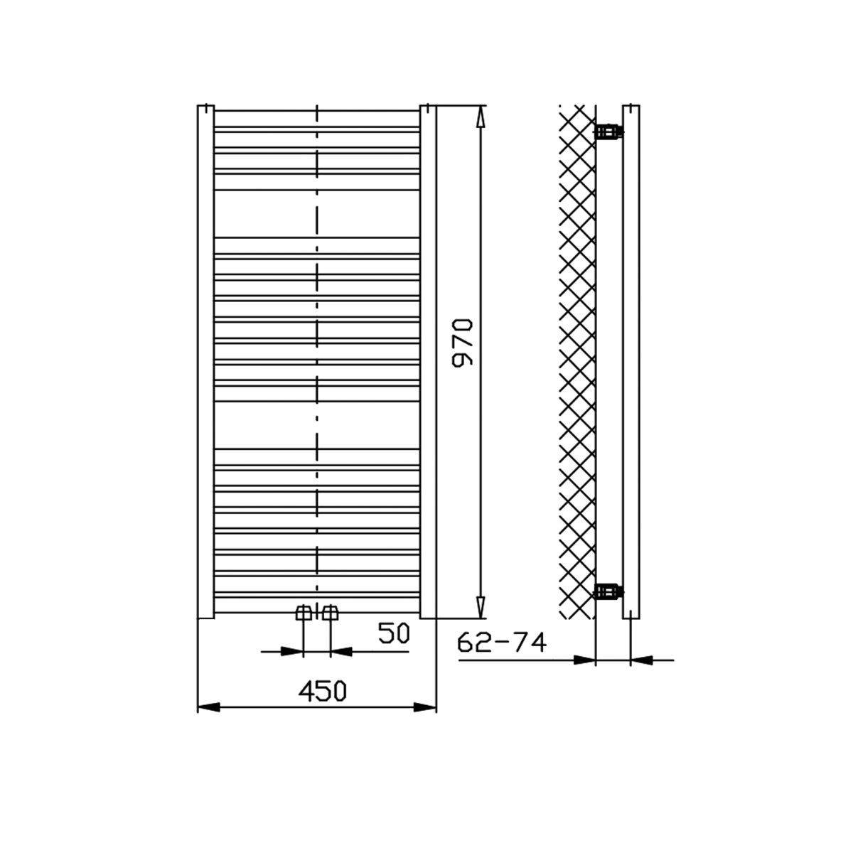 Sapho Tondi radiator wit 45x97cm 415W