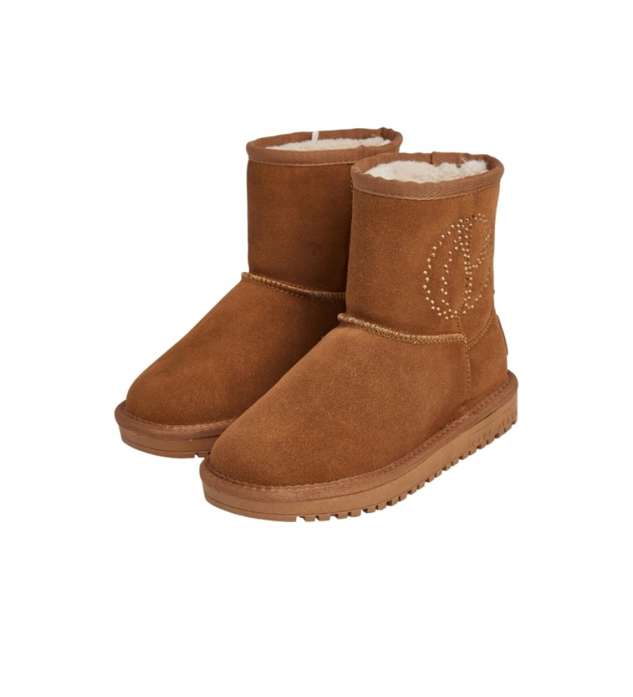 Botas de cano curto Pepe Jeans Diss Gloss G em couro marrom