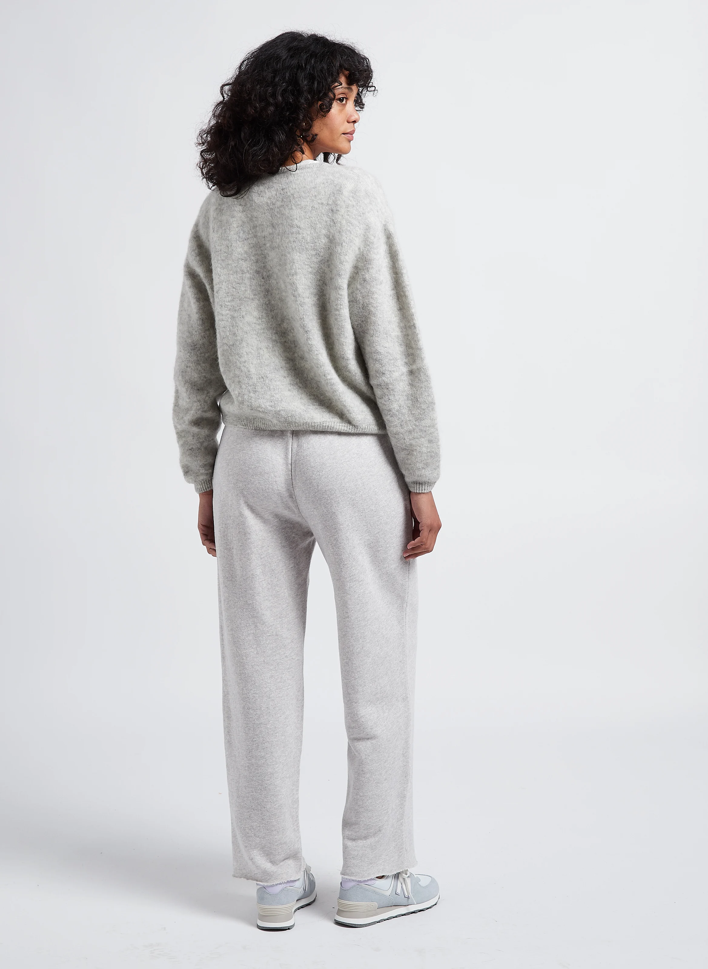 VITOW - Gilet ample col rond en laine mélangée| Gris