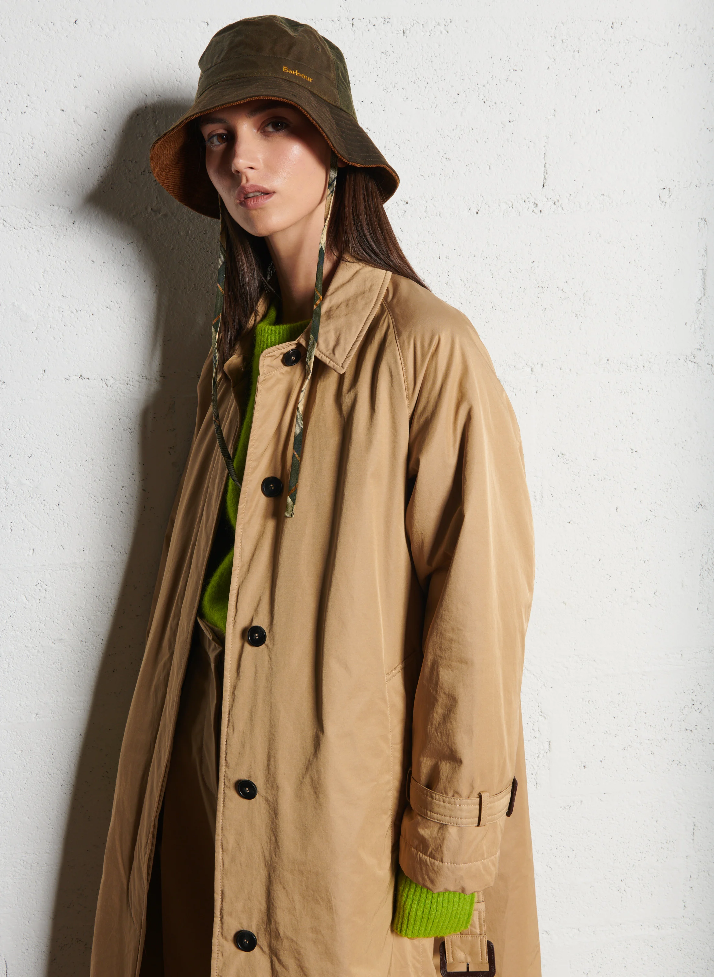 TRAFOI - Trench long réversible en coton mélangé | Beige