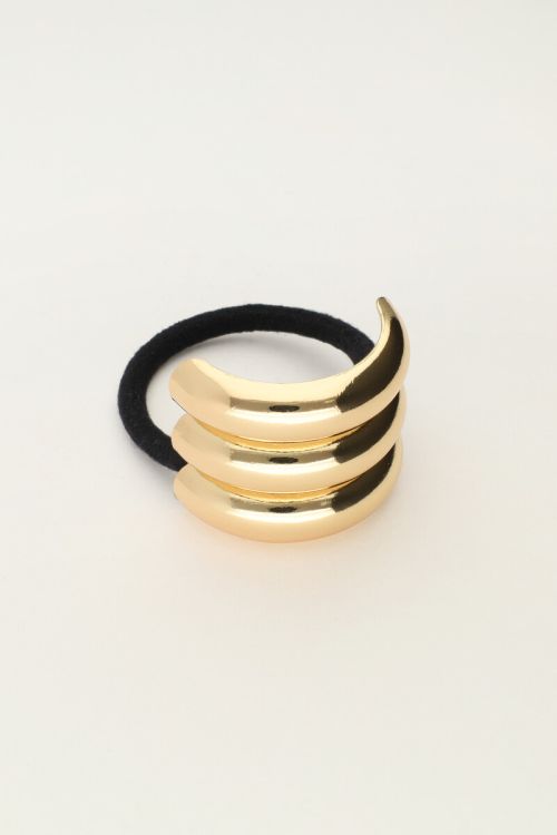 Haarelastiek met driedubbele goudkleurige curve