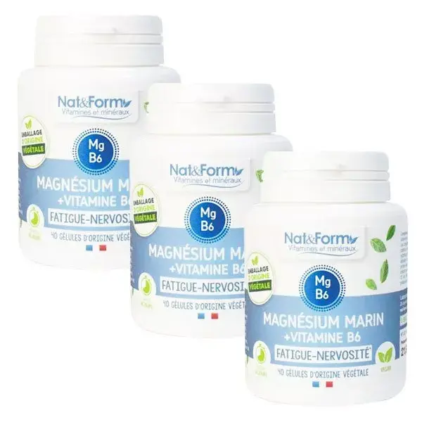 Nat & Form Original Magnésio Vitamina B6 Pacote com 3 x 40 cápsulas