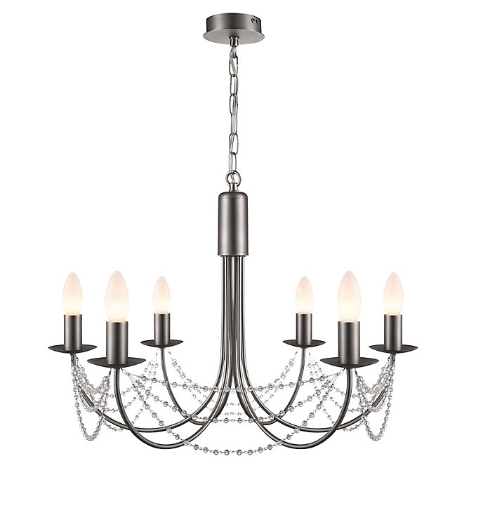 Lustre Suhel 6 ampoules E14 1P20 chrome brossé