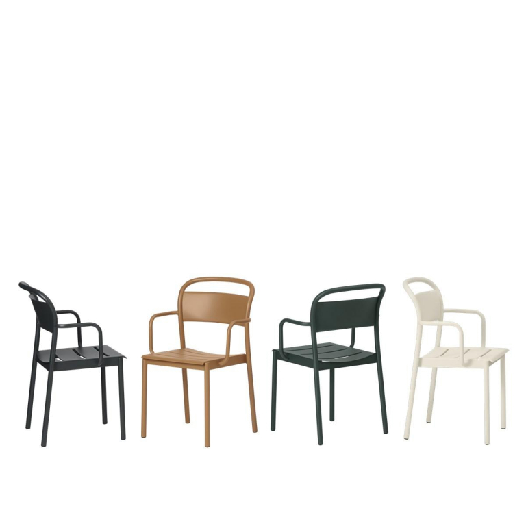 Muuto Linear steel tuinstoel met armleuning Dark Green