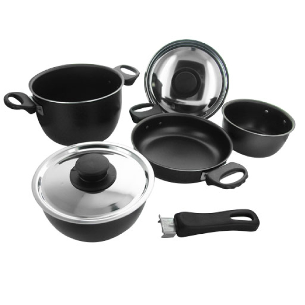 Popote alu anthracite 19cm 6+1 pièces