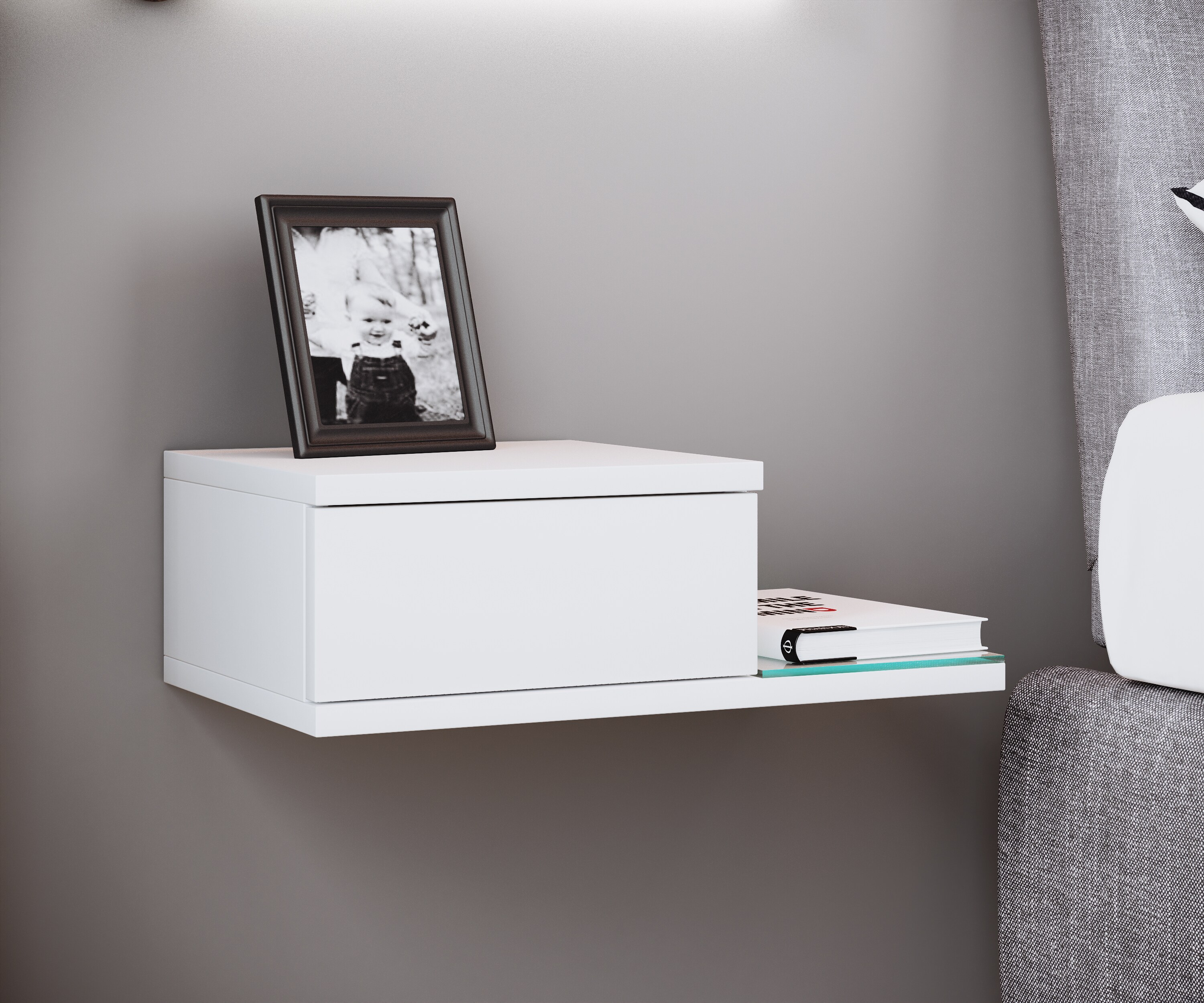 VCM Holz Wandschublade Nachtschrank Wandboard Schublade Konsole Nachttisch Konsila M