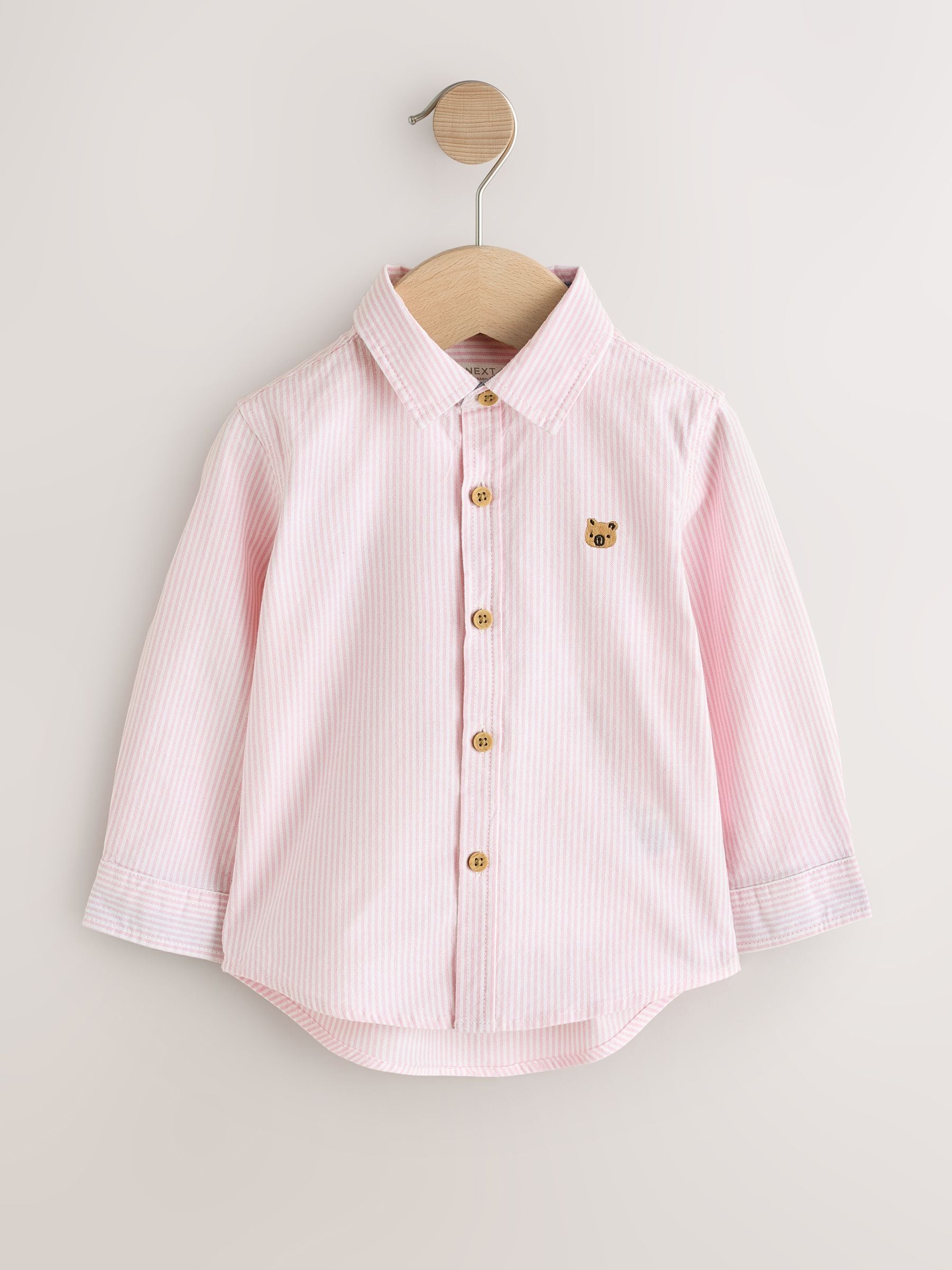 Pink Stripe Character - Oxford-overhemd met lange mouwen (3 mnd-7 jr)