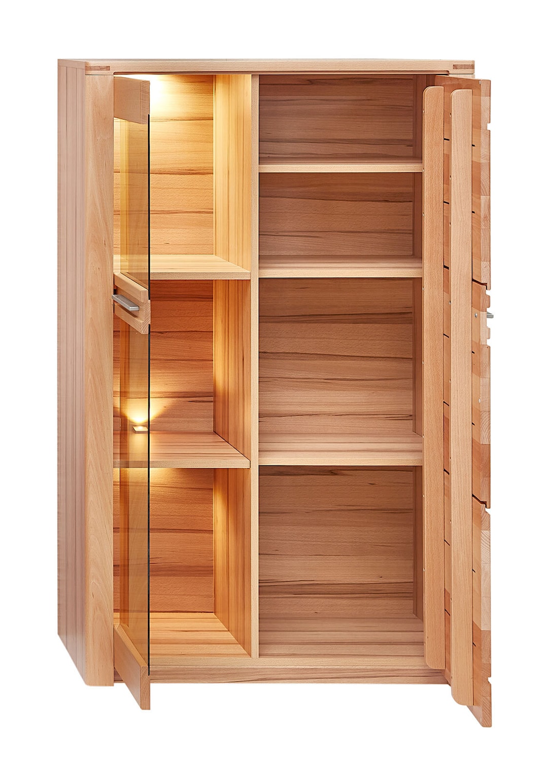 Vitrine Nature One 85x137x40 cm braun Teilmassiv Buche lackiert