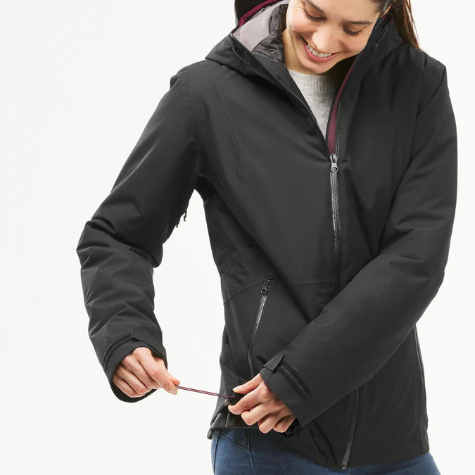 Decathlon Forclaz - Jaqueta impermeável 3 em 1 Forclaz para mulheres, ideal para viagens e mochilão, com temperatura de conforto de -8°C (17,6°F).