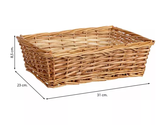 Panier rectangulaire en osier marron 31x23x8,5h cm