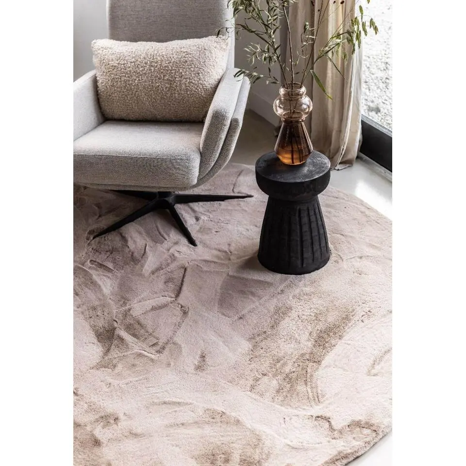 Interieur05 rond vloerkleed Lux beige/taupe - 120 x 120 cm