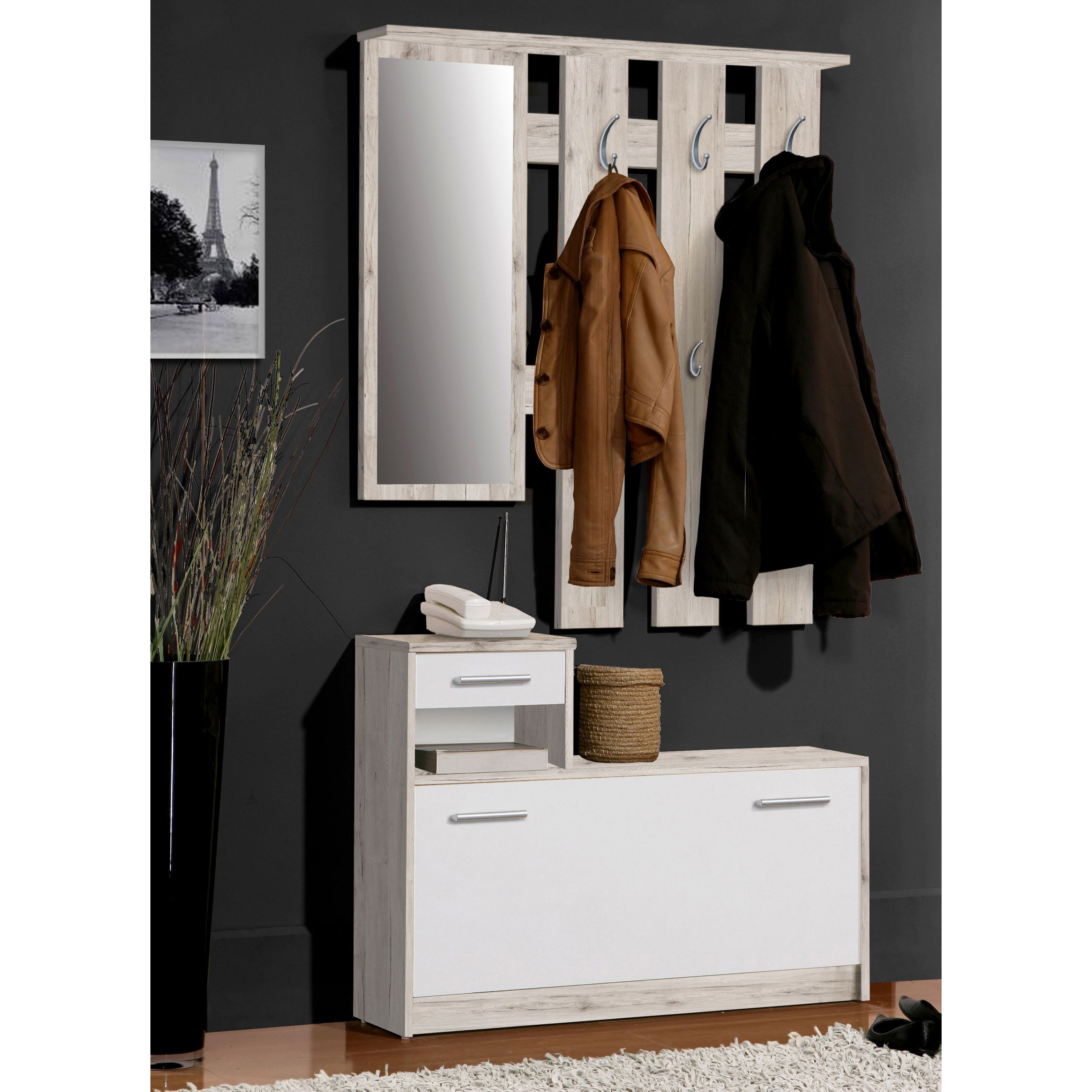 2-teiliges Garderoben-Set - Sandeiche - 98 cm breit