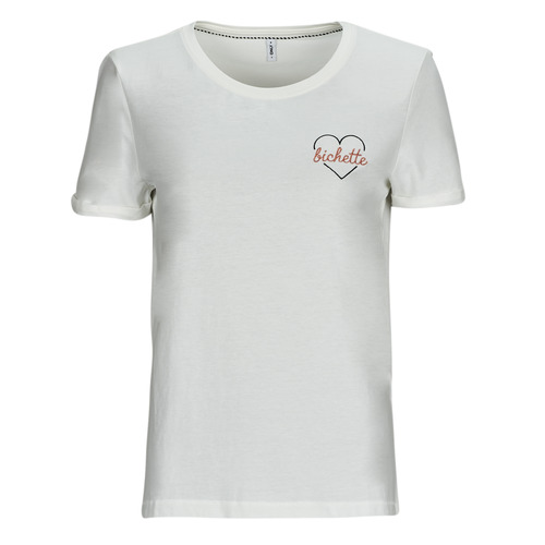 Only - ONLBEATE S/S HEART TOP CS JRS - Beige