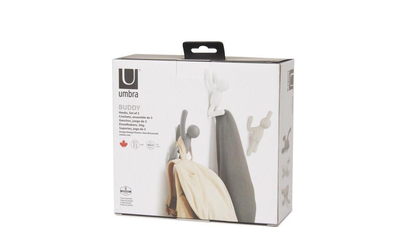 Wandhaken Buddy Weiss/Grautöne, KunststoffWand-Kleiderhaken