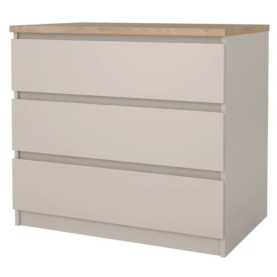 Ladekast Naia 3 lades - greige/eiken - 70,1x77x50 cm