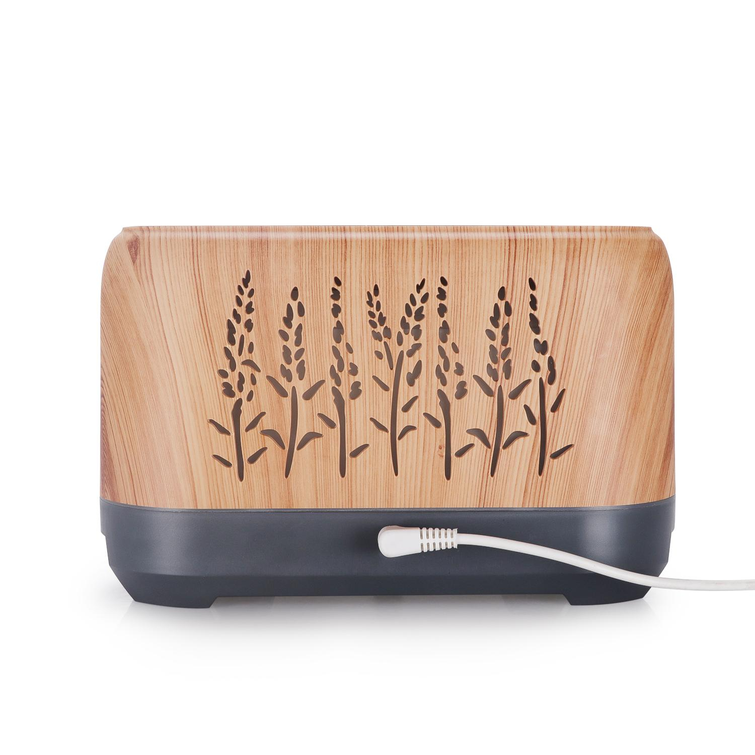 (200ml) Luftbefeuchter Flammen Beleuchtung Aroma Öl Diffuser   Fernbdienung mit LED Beleuchtung - Holz Optik