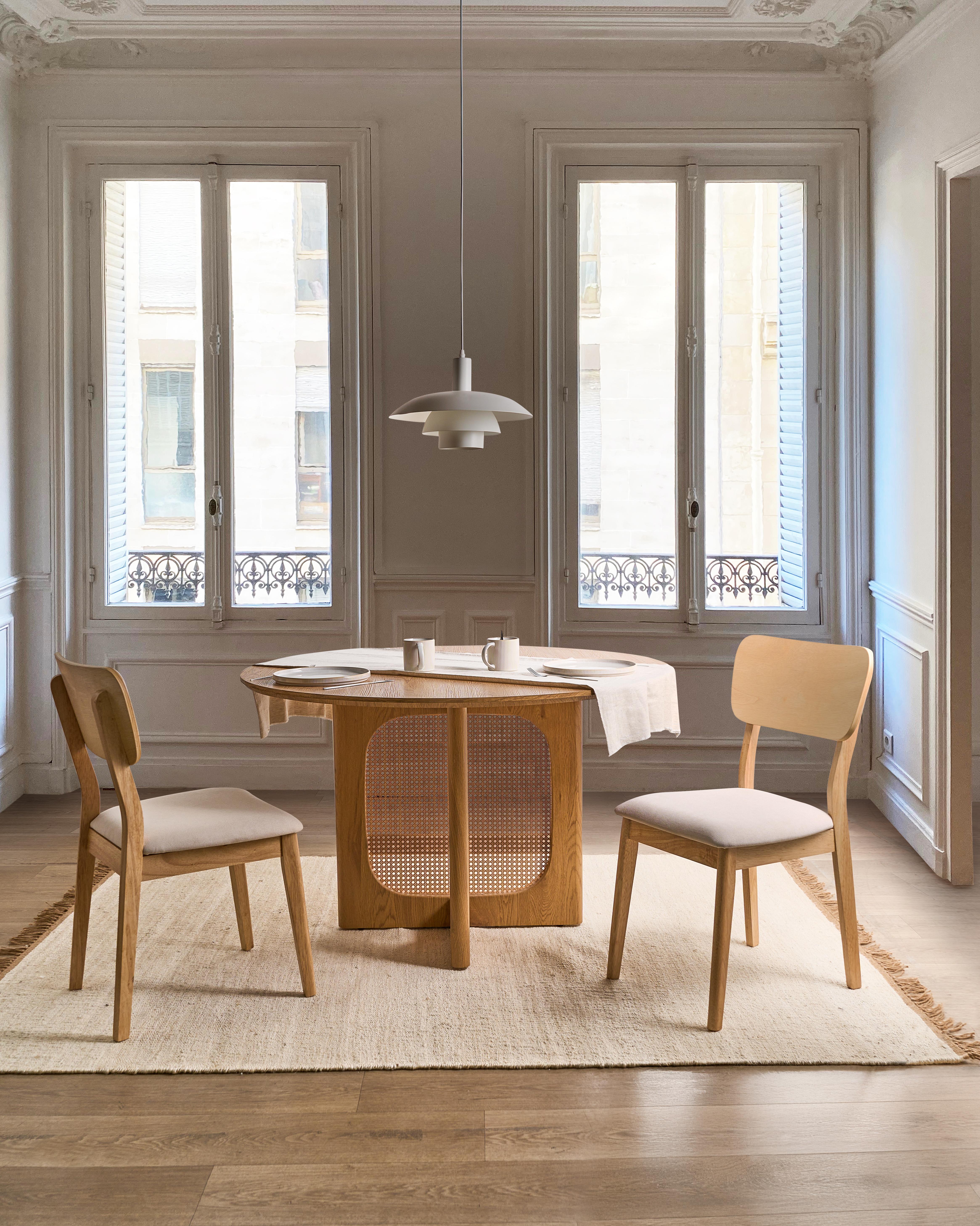 Set van 2 eetkamerstoelen MINIER Hout Lichtbruin/beige