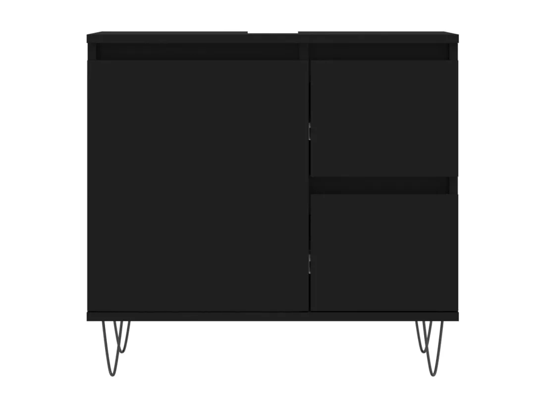 Armoire de salle de bain noir 65x33x60 cm bois d'ingénierie