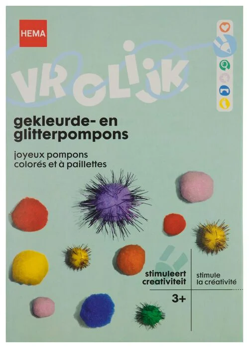 pompons colorés et à paillettes