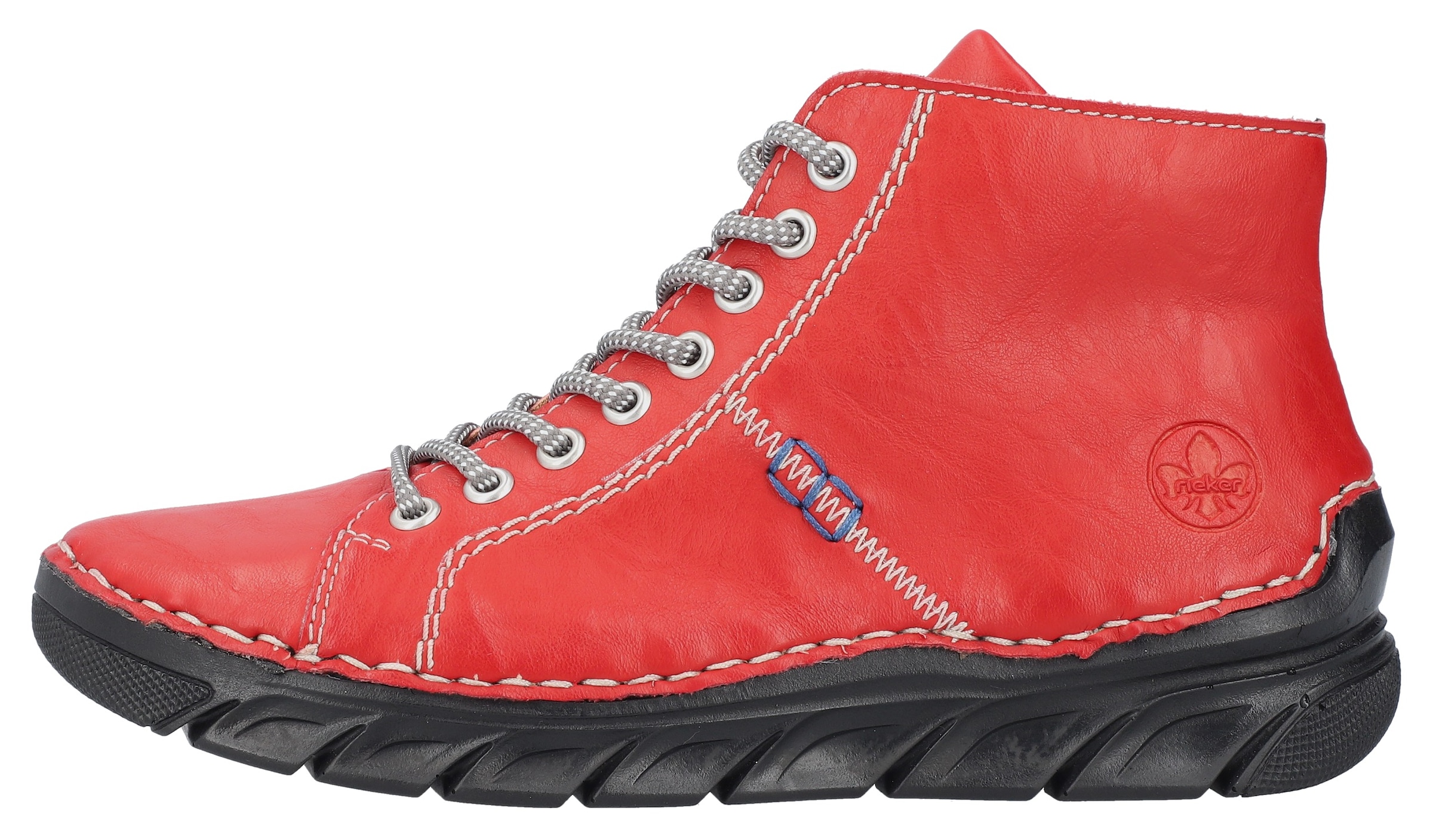 Rieker Schnürboots  , Schnürstiefelette, High Top Sneaker, Schnürschuh mit Kontrastnaht