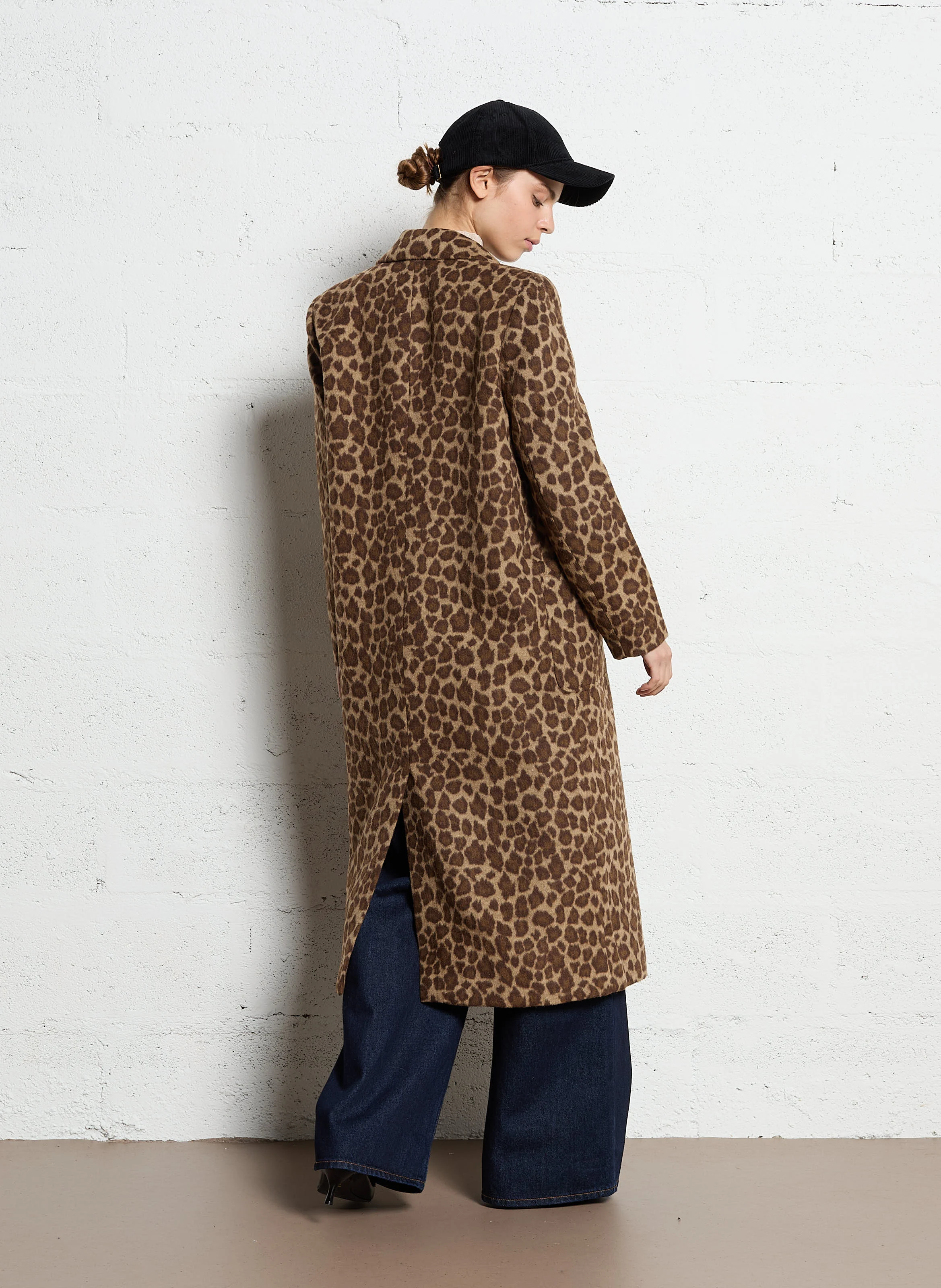Manteau col tailleur| Marron