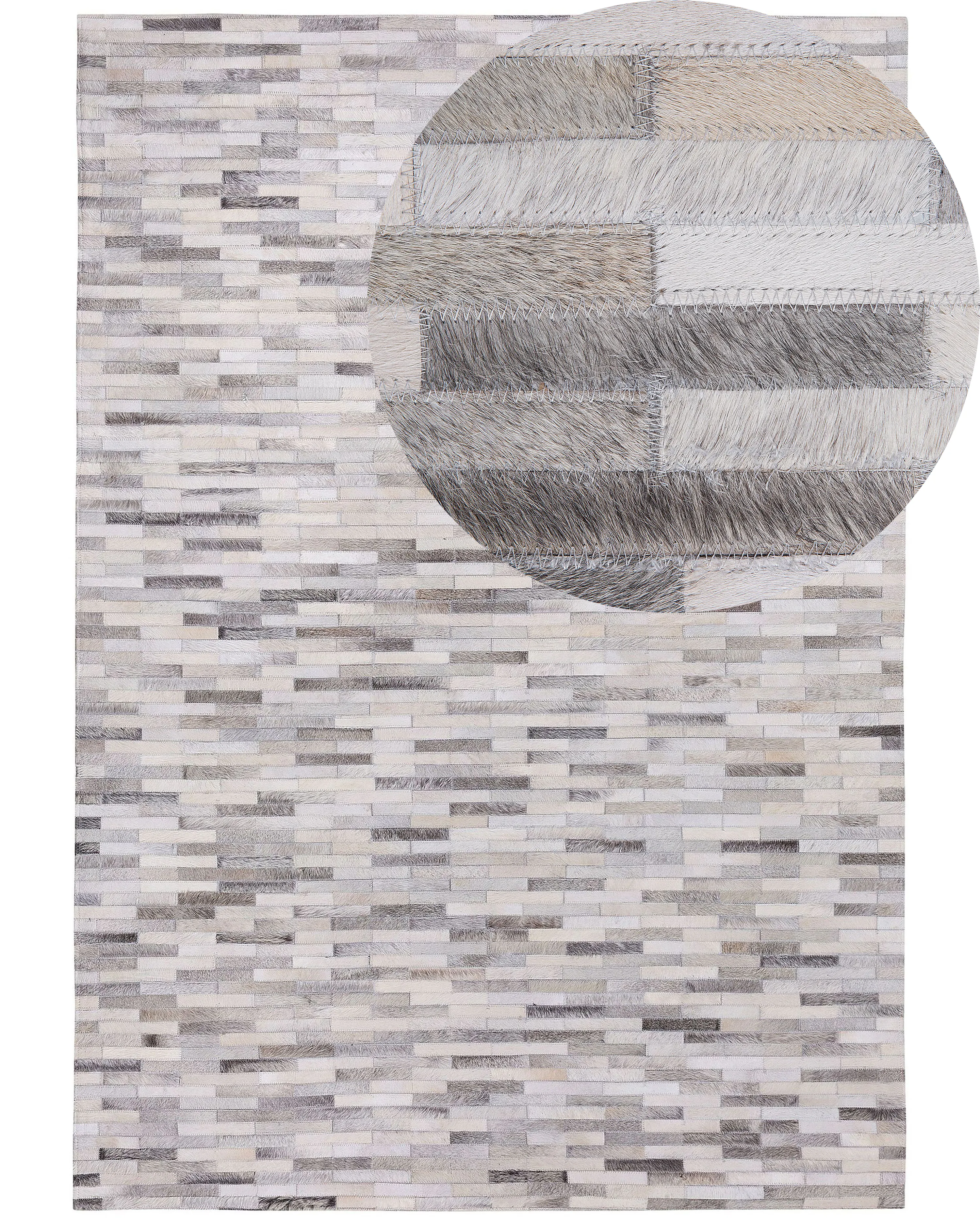 Vloerkleed AHILLI Grijs 160 x 230 cm Leer